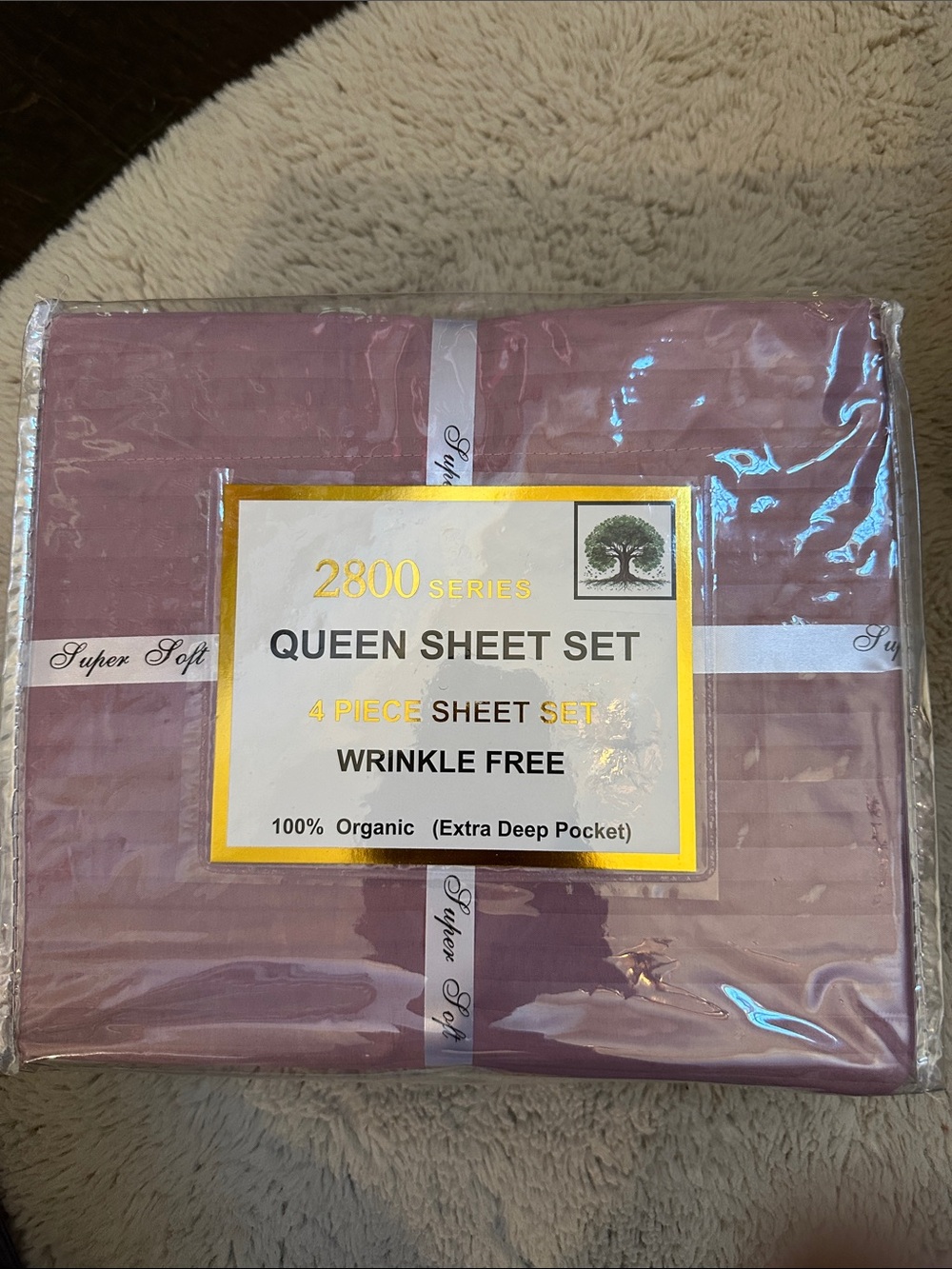 Queen set of sheets plum color 4 piece set